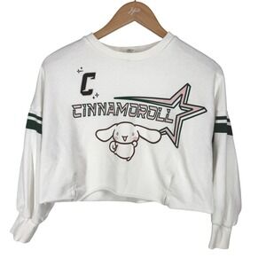 HM Sanrio Womens Cinnamoroll Graphic Cropped Sweatshirt Varisty Stripes Size‎ 8